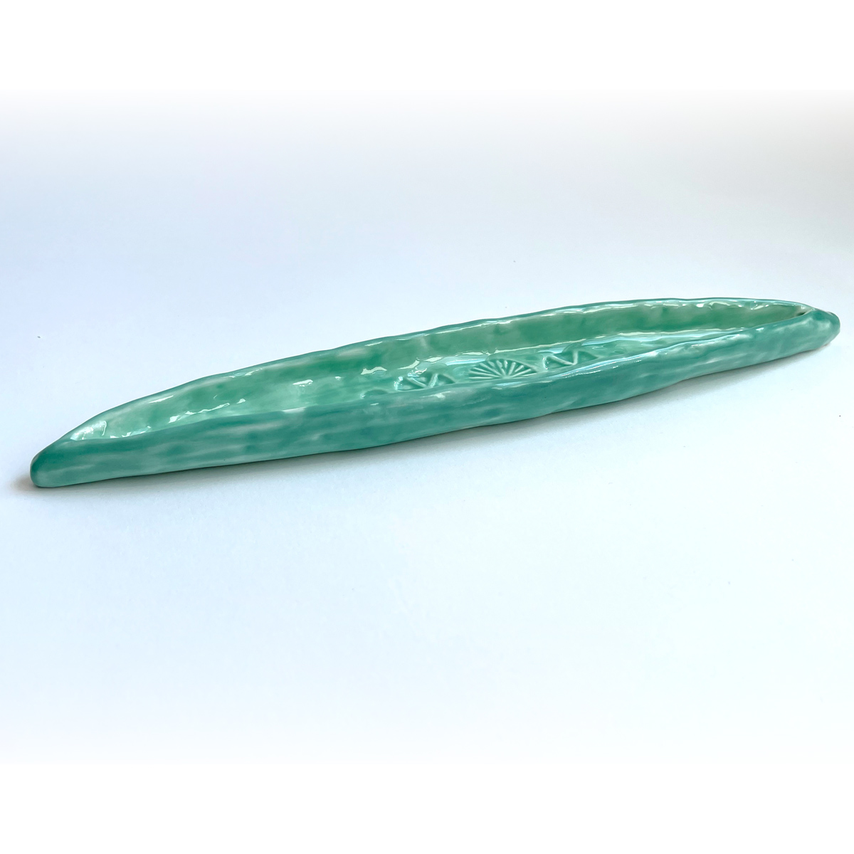 Creative Co-Op Aqua Stoneware Olive Dish
