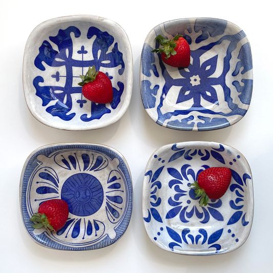 Creative Co-Op Hand Painted Stoneware Bowls, Set of Four