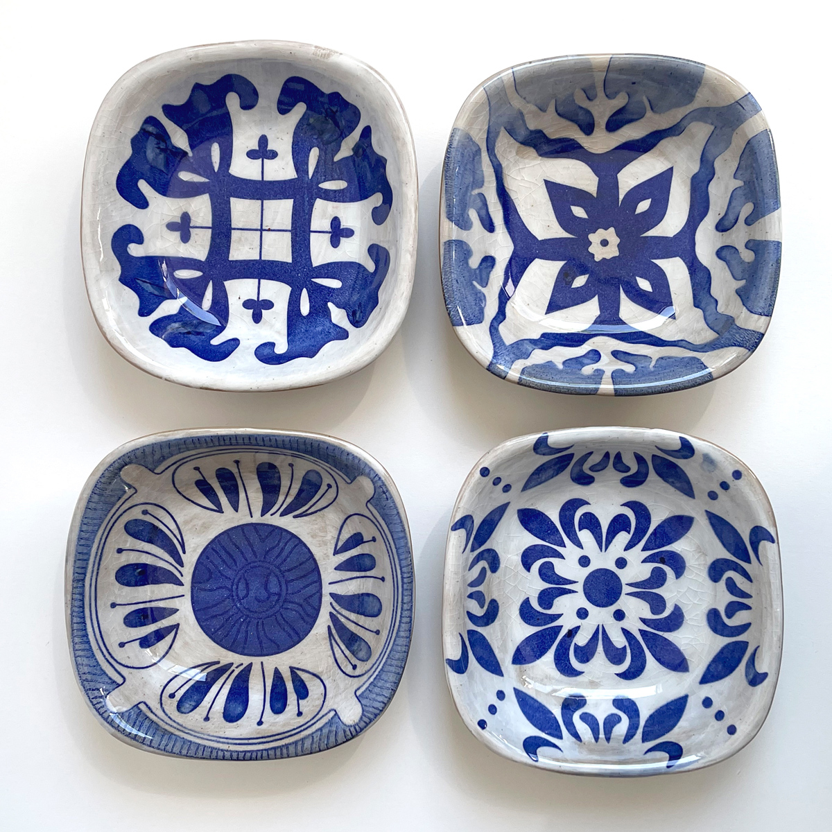 Creative Co-Op Hand Painted Stoneware Bowls, Set of Four