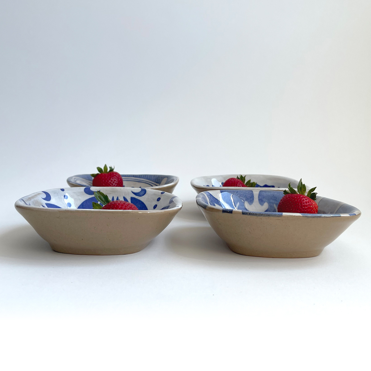 Creative Co-Op Hand Painted Stoneware Bowls, Set of Four