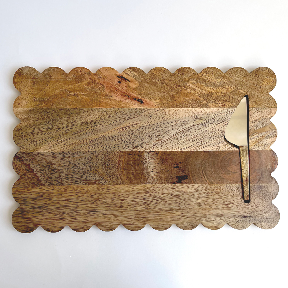 Creative Co-Op Scalloped Serving Board With Knife