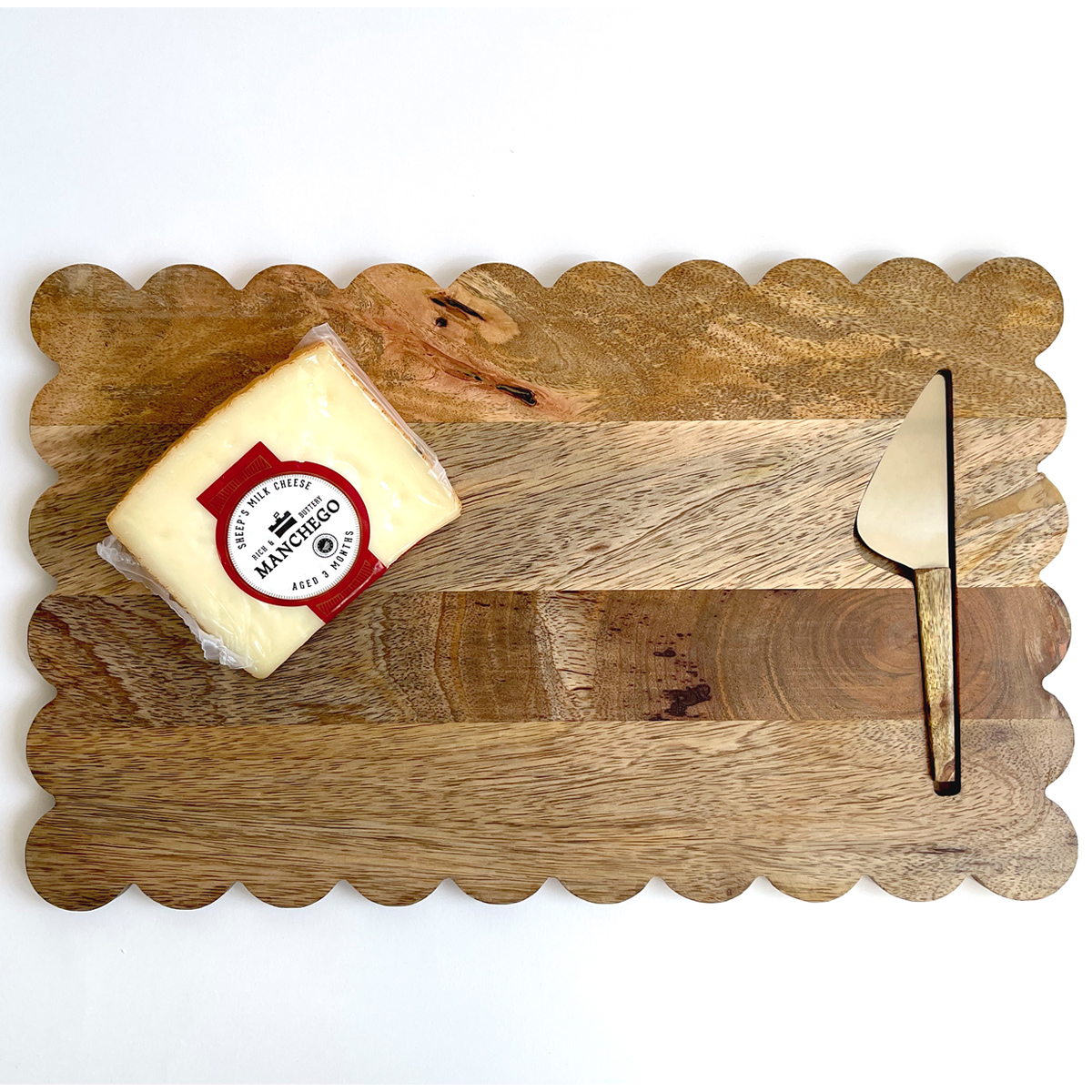 Creative Co-Op Scalloped Serving Board With Knife