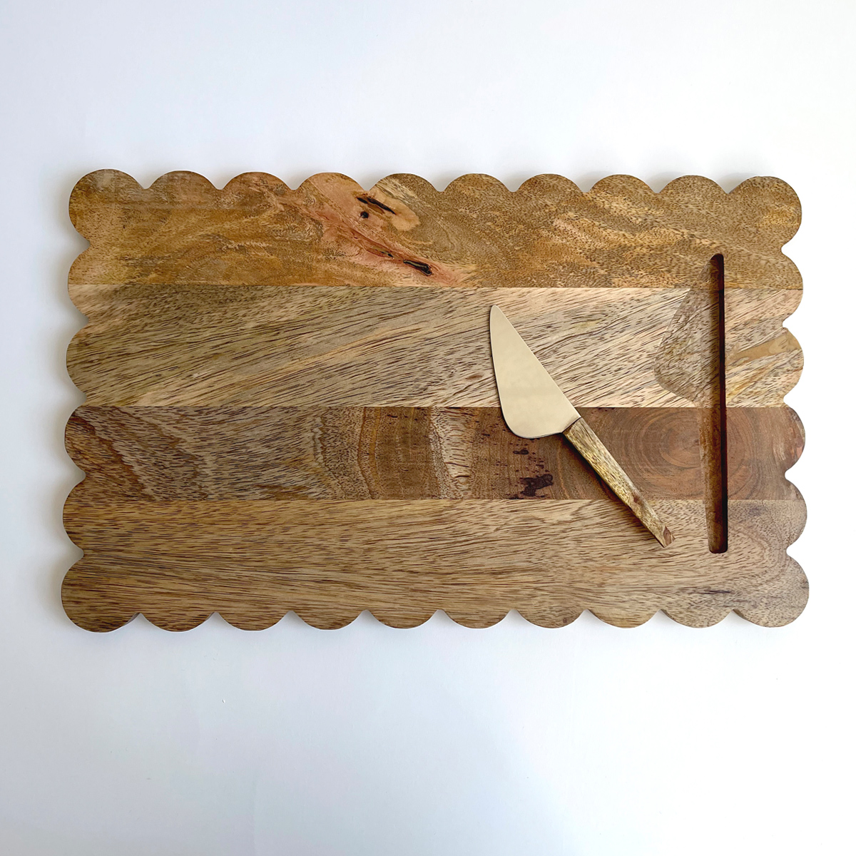 Creative Co-Op Scalloped Serving Board With Knife