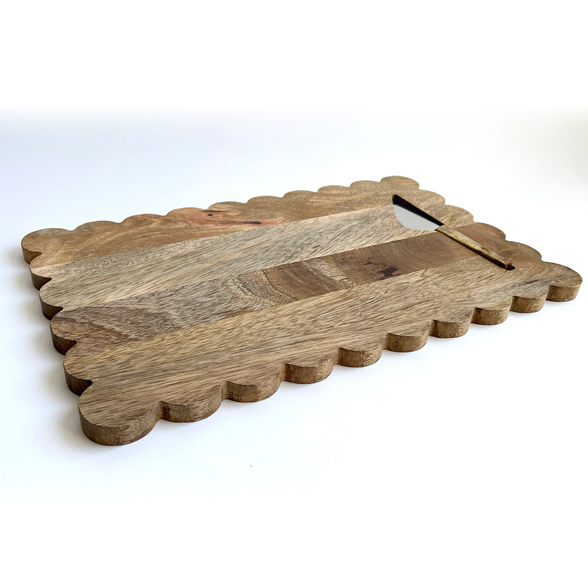 Creative Co-Op Scalloped Serving Board With Knife
