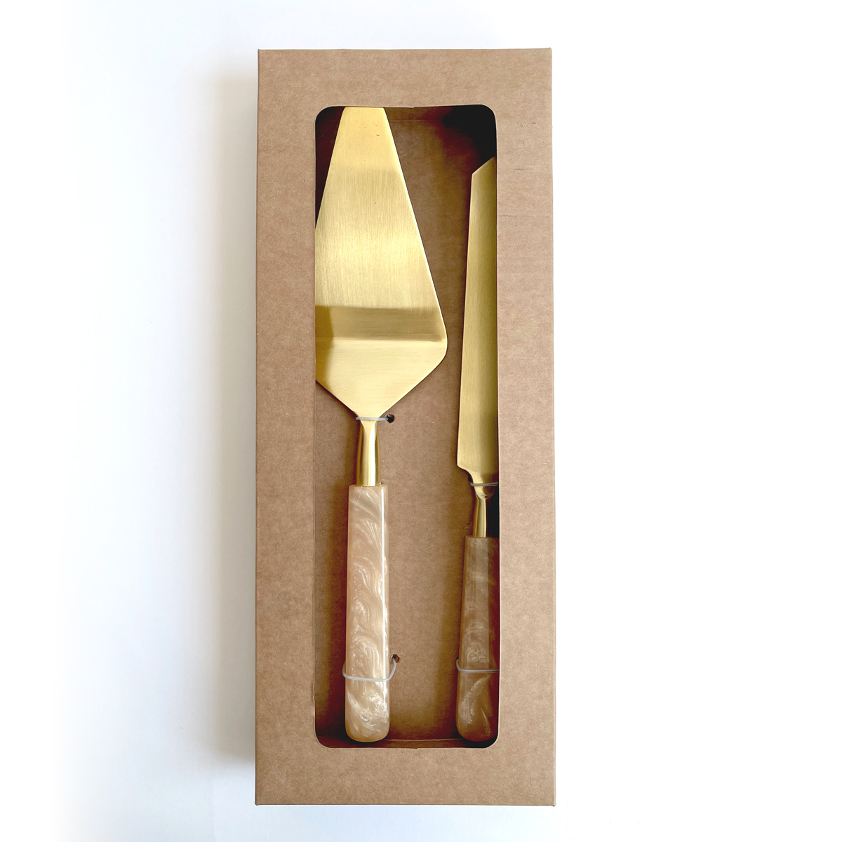Creative Co-Op Marbeled Cake Servers