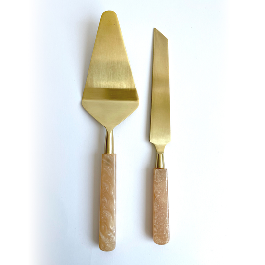 Creative Co-Op Marbeled Cake Servers