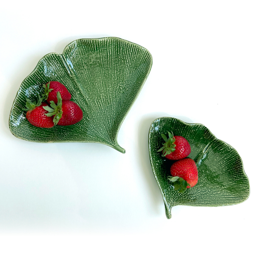 Creative Co-Op Gingko Leaf Plates, Set of Two