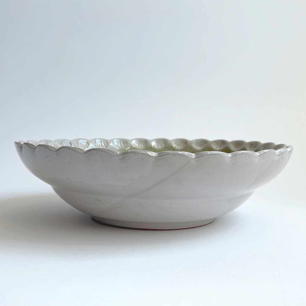 Creative Co-Op Green Bowl with Scalloped Edge