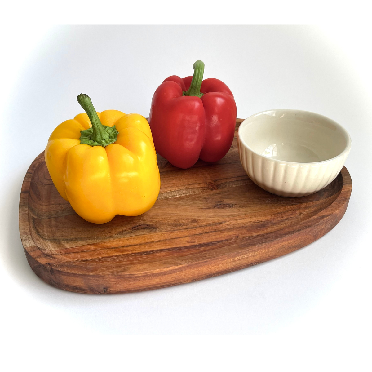 Hazel Mazel Acacia Serving Board with Stoneware Bowl