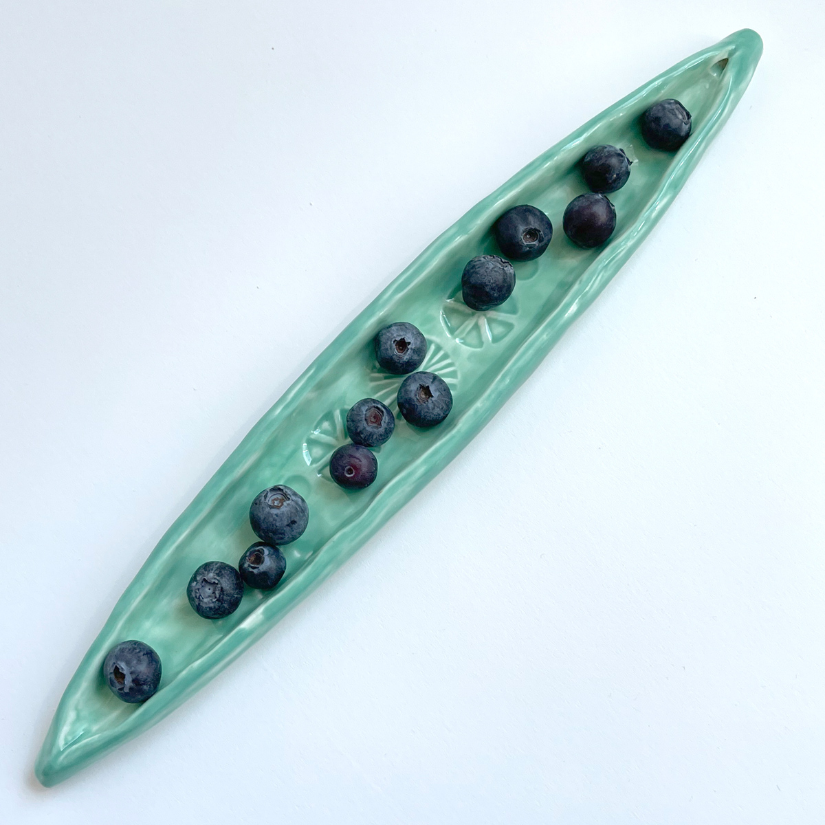Creative Co-Op Aqua Stoneware Olive Dish