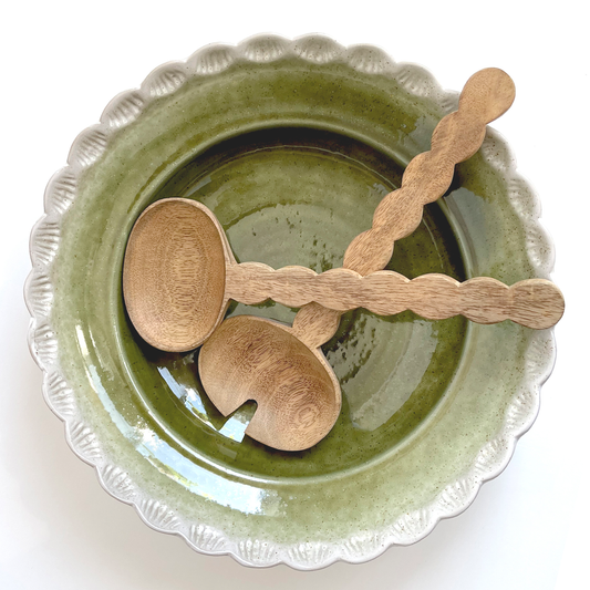 Creative Co-Op Carved Mango Wood Salad Servers