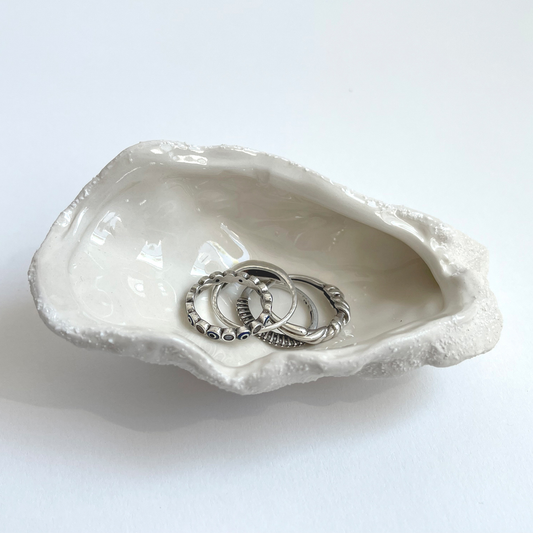Creative Co-Op Oyster Shaped Stoneware Dish