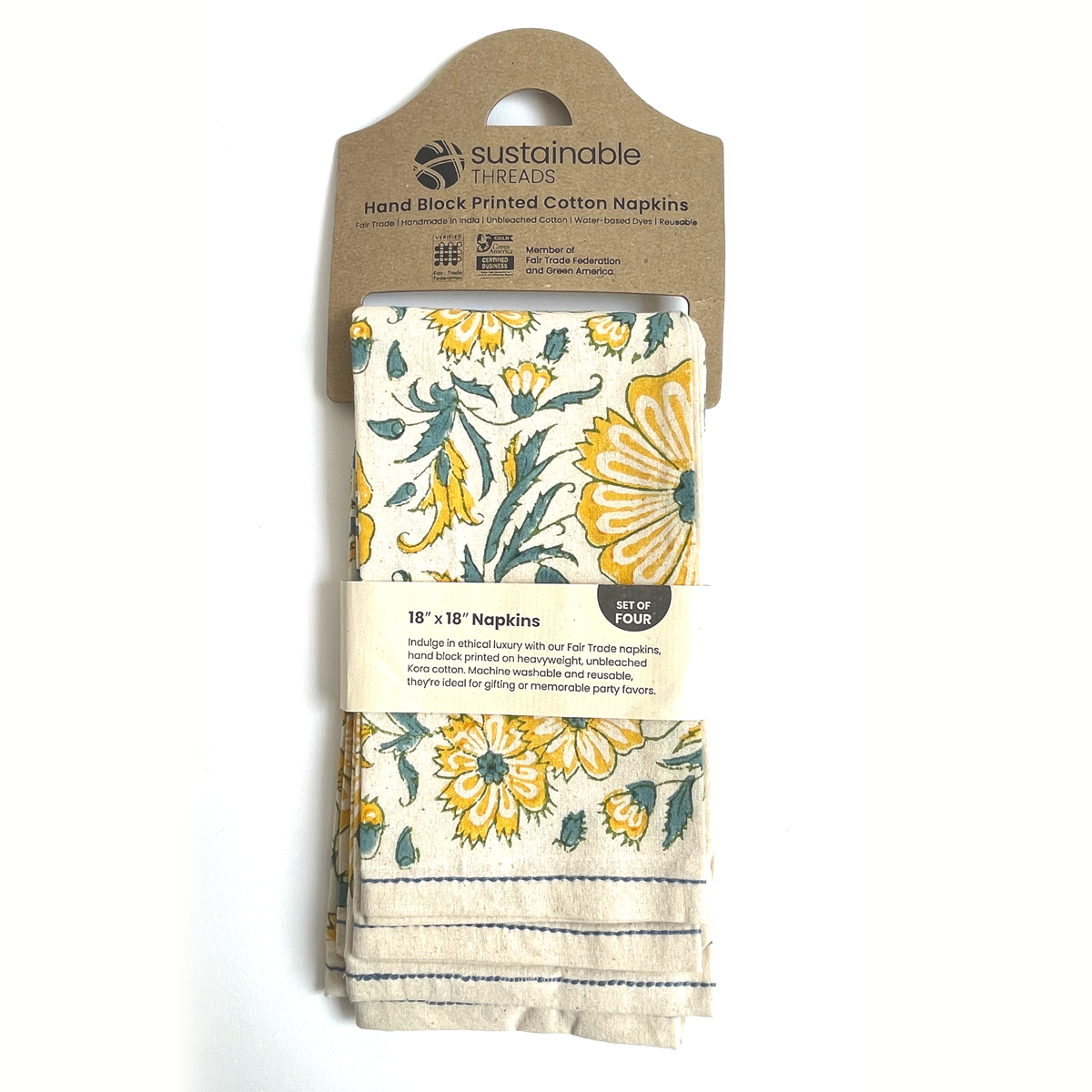 Sustainable Threads Napkins Set Bloom Wheat